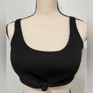 Hollister swim black brushed rib cropped hem tank top